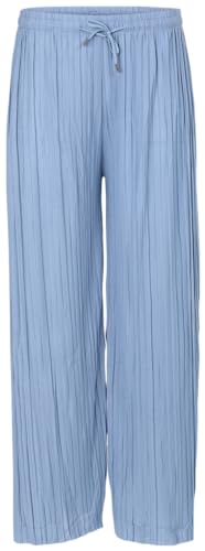 malito more than fashion Damen Plisseehose - lockere weich fließende Chiffonhose - Lange Sommerhose - Trendige Marlenehose 883 - Jeansblau S/M von malito more than fashion