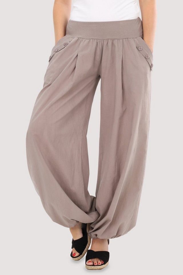 malito more than fashion Haremshose 23245P Sommer Aladinhose Freizeithose locker & lässig Einheitsgröße von malito more than fashion