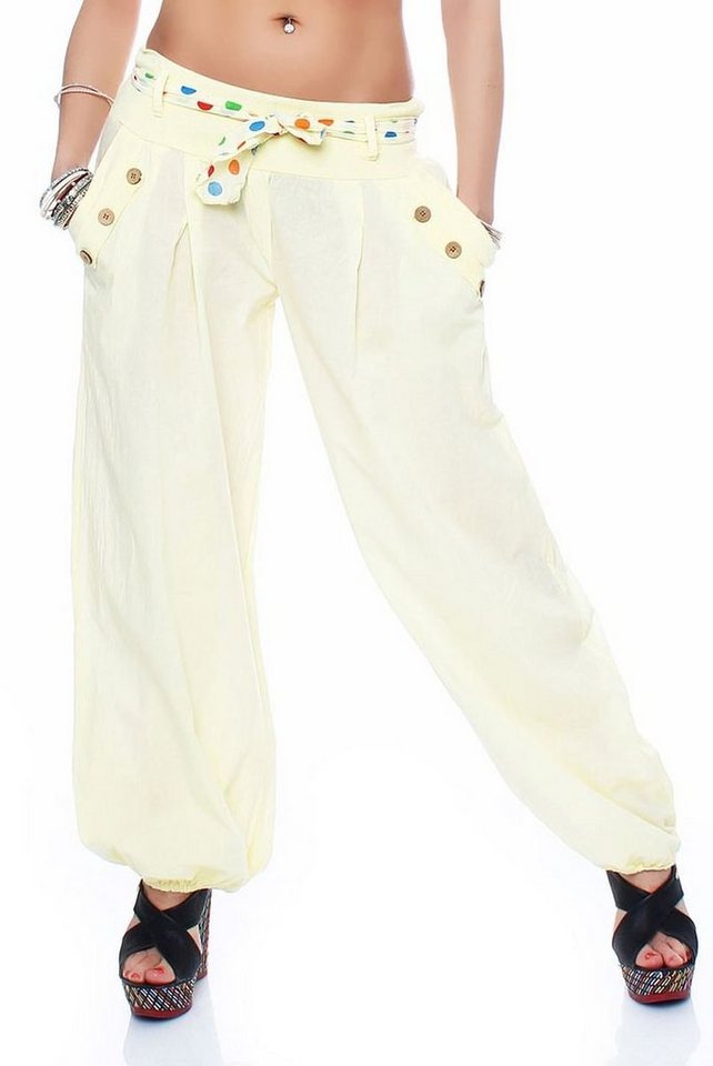 malito more than fashion Haremshose 3417 mit farblich passendem Stoffgürtel Einheitsgröße von malito more than fashion