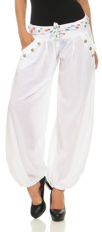 malito more than fashion Haremshose 3417 mit farblich passendem Stoffgürtel Einheitsgröße von malito more than fashion