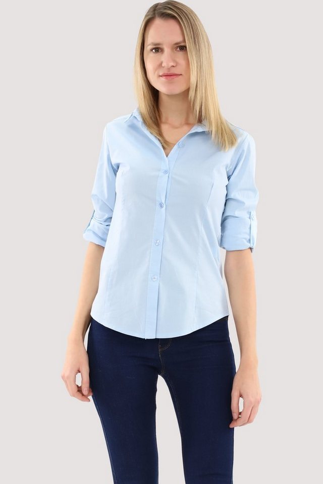 malito more than fashion Hemdbluse 8030 Blusenshirt Slim Fit mit 3/4 Krempelärmeln von malito more than fashion