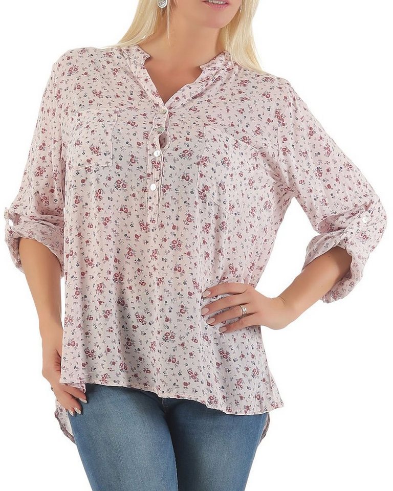 malito more than fashion Klassische Bluse Bluse 6709 (1-tlg) Tunika im Vintage Look mit Blumen Print Einheitsgröße von malito more than fashion