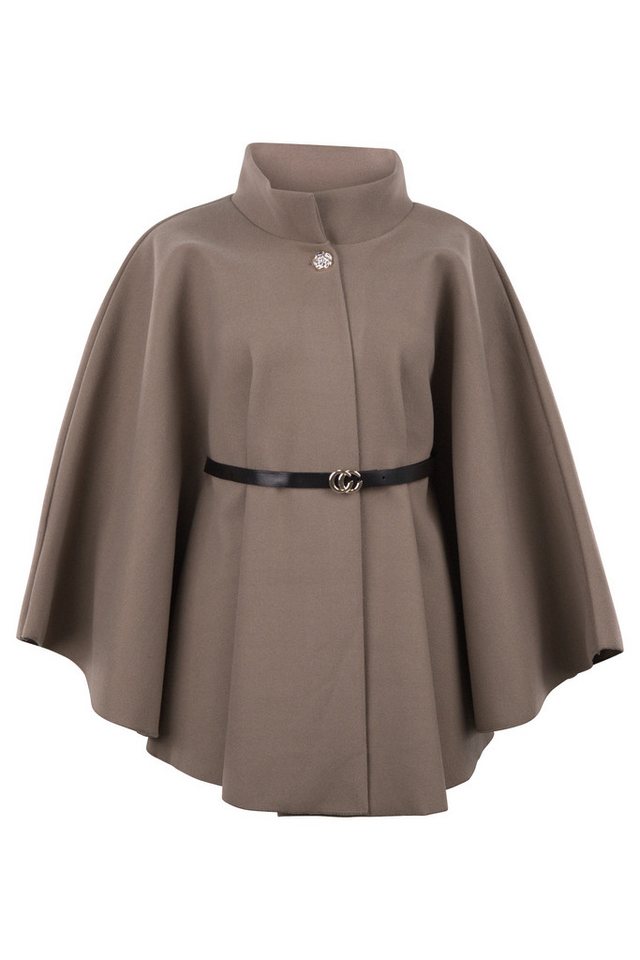 malito more than fashion Kurzmantel 4570 eleganter Cape-Poncho mit Gürtel Einheitsgröße von malito more than fashion