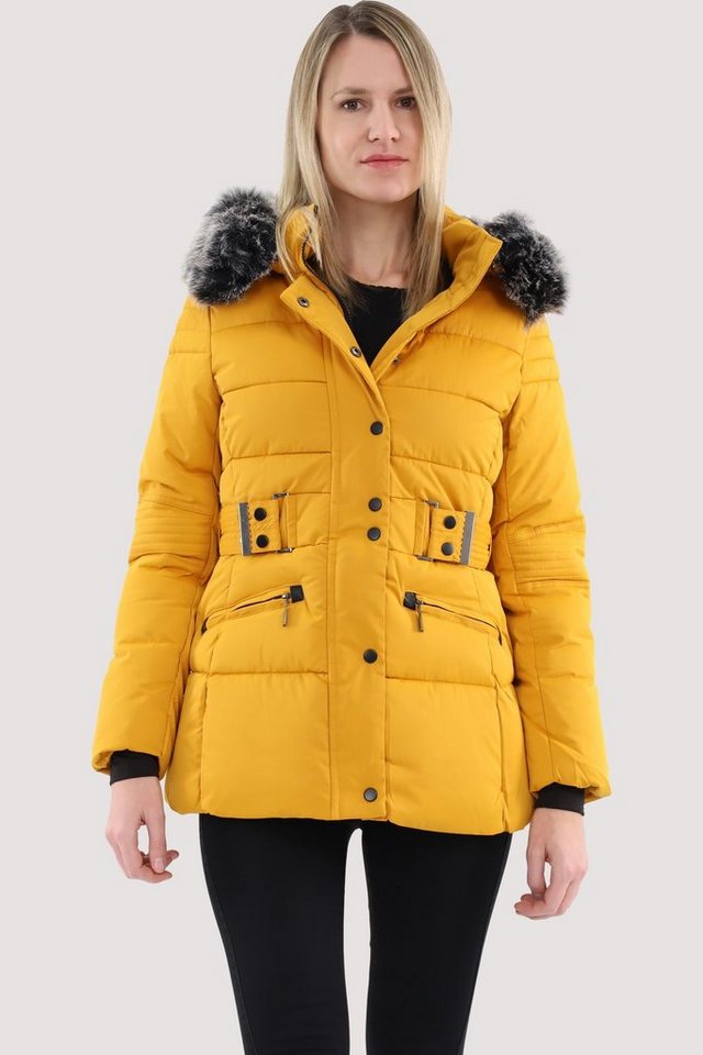 malito more than fashion Steppjacke 81169 figurbetonte gefütterte Winterjacke mit Kunstfell Kapuze von malito more than fashion