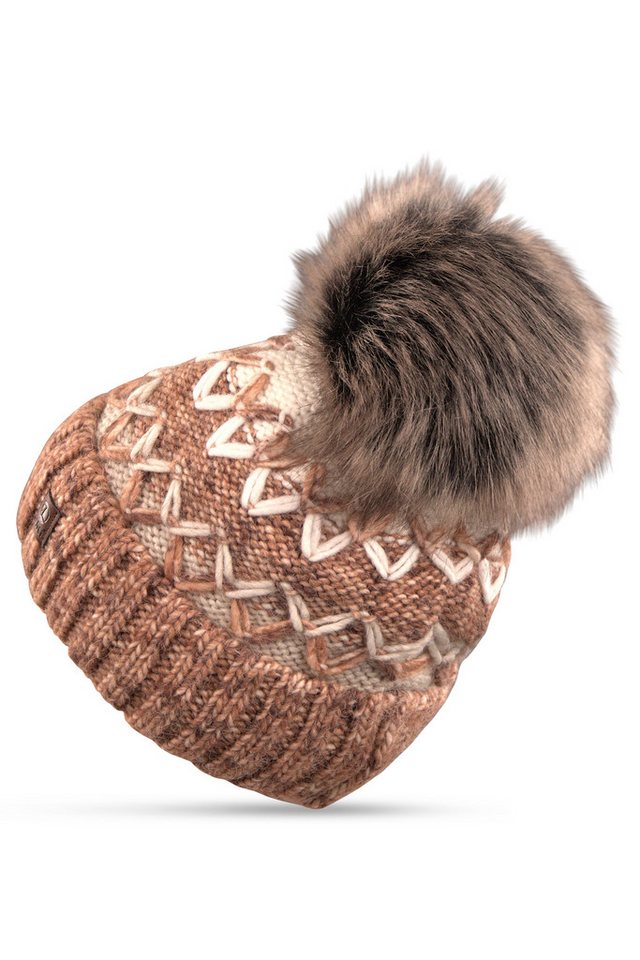 malito more than fashion Strickmütze M101 gefütterte Mustermix Wintermütze mit Bommel von malito more than fashion