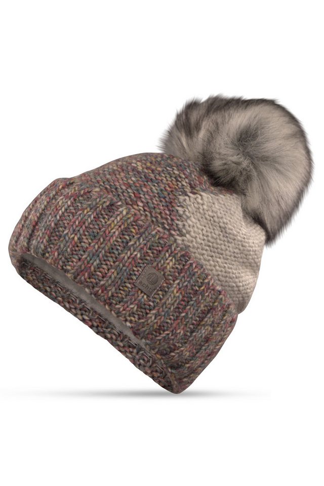 malito more than fashion Strickmütze M101 gefütterte Mustermix Wintermütze mit Bommel von malito more than fashion