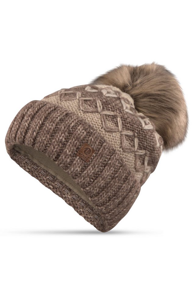 malito more than fashion Strickmütze M101 gefütterte Mustermix Wintermütze mit Bommel von malito more than fashion