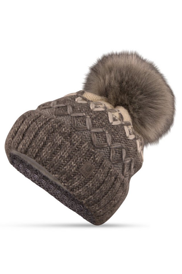 malito more than fashion Strickmütze M101 gefütterte Mustermix Wintermütze mit Bommel von malito more than fashion