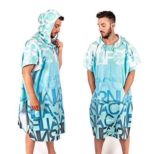 malokee Ultrabequem Surf Poncho aus Schnell Trocknender Mikrofaser Kommt mit Einer Wasserdichten Tasche im Mint Farbe - Handtuchponscho Erwachsene - Poncho Badetuch - Handtuch Poncho von malokee