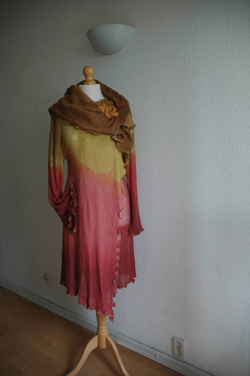 Handgefärbter Leinenpullover Herbststrickjacke von malowanelnem