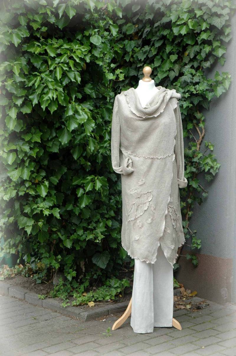 Linen Cardigan, Natürlicher Zarter Grauer Pullover, Aus Reinem Leinen, Gestrickt, Hippie-Kleidung, Boho-Kleidung, Leinen-Cardigan von malowanelnem