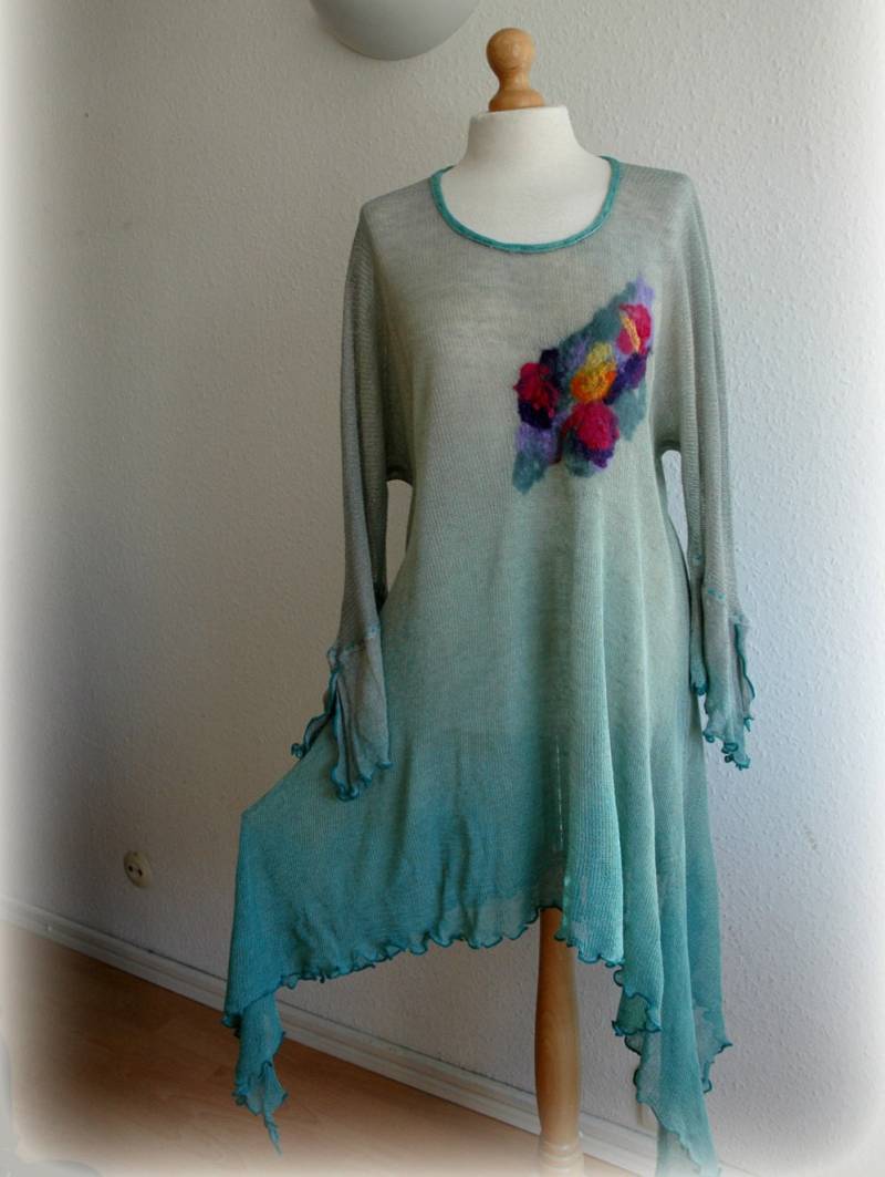 Türkisfarbener Handgefärbter Filz von malowanelnem