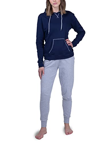 maluuna Damen Hausanzug Hoodie mit Hose, Farbe:grau, Größe:L von maluuna