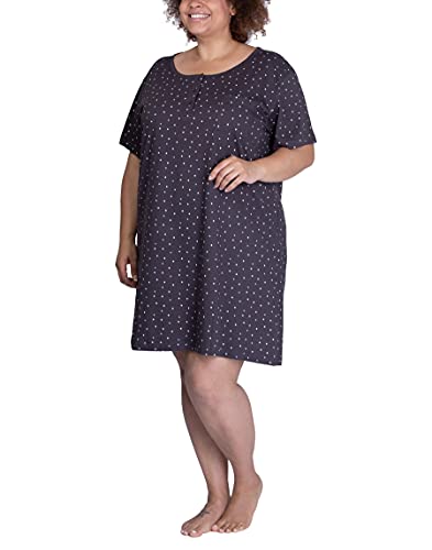 maluuna Damen Übergrößen-Nachthemd mit Punkten aus 100% Baumwolle, Farbe:anthrazit, Größe:XL von maluuna