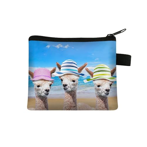 Kosmetiktasche Alpaka Am Strand Schminktasche Tragbare Reise Kosmetiktasche Klein Niedliche Vielseitige Make Up Bag Kosmetiktasche Damen Reißverschlusstasche Schminktasche Klein Mädchen von malxlaw
