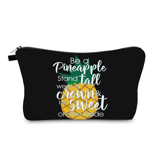 Kosmetiktasche Ananas Schminktasche Tragbare Reise Kosmetiktasche Klein Niedliche Vielseitige Make Up Bag Kosmetiktasche Damen Reißverschlusstasche Schminktasche Klein Mädchen von malxlaw