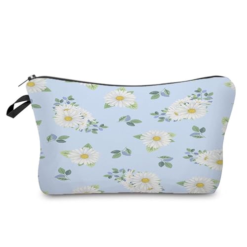 Kosmetiktasche Blaue Blüten Schminktasche Tragbare Reise Kosmetiktasche Set,Klein Niedliche Vielseitige Geldbörse Klein, Kosmetiktasche Damen,Reißverschlusstasche Kosmetik Tasche von malxlaw