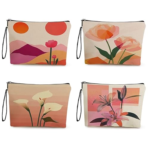 Kosmetiktasche Blaue Blüten Schminktasche Tragbare Reise Kosmetiktasche Set,Klein Niedliche Vielseitige Geldbörse Klein, Kosmetiktasche Damen,Reißverschlusstasche Kosmetik Tasche von malxlaw