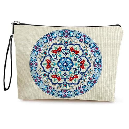 Kosmetiktasche Blaue Blumen Schminktasche Tragbare Reise Kosmetiktasche Set,Klein Niedliche Vielseitige Geldbörse Klein, Kosmetiktasche Damen,Reißverschlusstasche Kosmetik Tasche von malxlaw