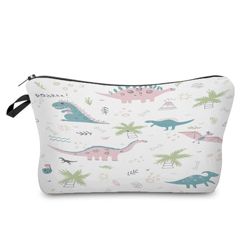 Kosmetiktasche Blaue Dinosaurier Schminktasche Tragbare Reise Kosmetiktasche Set,Klein Niedliche Vielseitige Geldbörse Klein, Kosmetiktasche Damen,Reißverschlusstasche Kosmetik Tasche von malxlaw