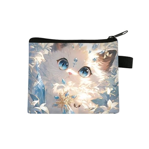 Kosmetiktasche Blaue Katze Schminktasche Tragbare Reise Kosmetiktasche Klein Niedliche Vielseitige Make Up Bag Kosmetiktasche Damen Reißverschlusstasche Schminktasche Klein Mädchen von malxlaw