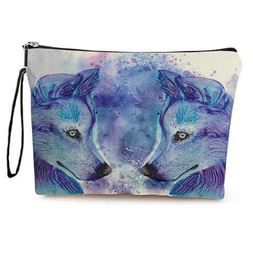 Kosmetiktasche Blauer Wolf Schminktasche Tragbare Reise Kosmetiktasche Set,Klein Niedliche Vielseitige Geldbörse Klein, Kosmetiktasche Damen,Reißverschlusstasche Kosmetik Tasche Kosmetiktasche Blauer Wolf Schminktasche Tragbare Reise Kosmetiktasche Set,Klein Niedliche Vielseitige Geldbörse Klein, Kosmetiktasche Damen,Reißverschlusstasche Kosmetik Tasche von malxlaw