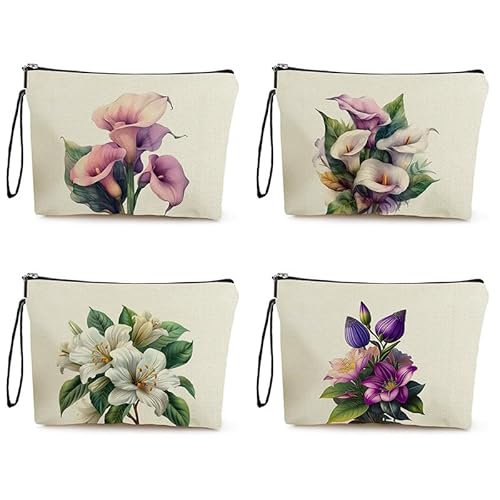 Kosmetiktasche Blume Schminktasche Tragbare Reise Kosmetiktasche Set,Klein Niedliche Vielseitige Geldbörse Klein, Kosmetiktasche Damen,Reißverschlusstasche Kosmetik Tasche von malxlaw