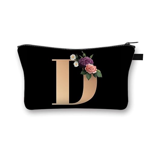 Kosmetiktasche Buchstabe D Schminktasche Tragbare Reise Kosmetiktasche Klein Niedliche Vielseitige Make Up Bag Kosmetiktasche Damen Reißverschlusstasche Schminktasche Klein Mädchen von malxlaw
