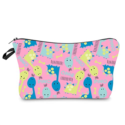 Kosmetiktasche Cartoon Dinosaurier Schminktasche Tragbare Reise Kosmetiktasche Klein Niedliche Vielseitige Make Up Bag Kosmetiktasche Damen Reißverschlusstasche Schminktasche Klein Mädchen von malxlaw