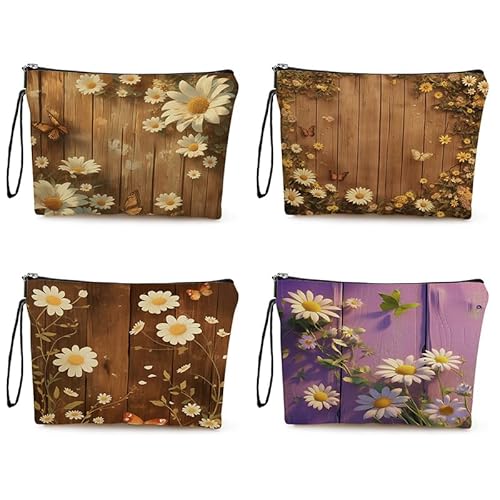 Kosmetiktasche Daisy Schminktasche Tragbare Reise Kosmetiktasche Set,Klein Niedliche Vielseitige Geldbörse Klein, Kosmetiktasche Damen,Reißverschlusstasche Kosmetik Tasche von malxlaw