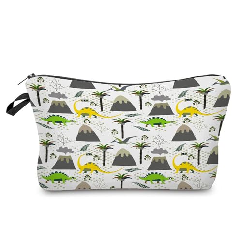 Kosmetiktasche Dinosaurier Schminktasche Tragbare Reise Kosmetiktasche Set,Klein Niedliche Vielseitige Geldbörse Klein, Kosmetiktasche Damen,Reißverschlusstasche Kosmetik Tasche von malxlaw