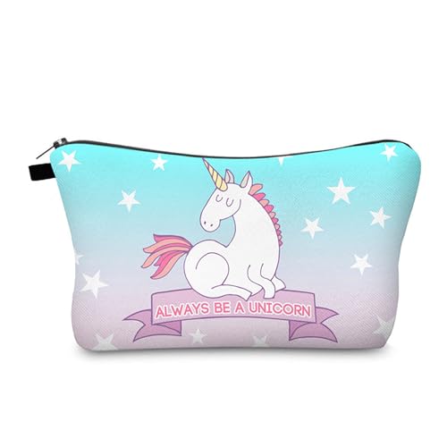 Kosmetiktasche Einhorn Schminktasche Tragbare Reise Kosmetiktasche Set,Klein Niedliche Vielseitige Geldbörse Klein, Kosmetiktasche Damen,Reißverschlusstasche Kosmetik Tasche von malxlaw