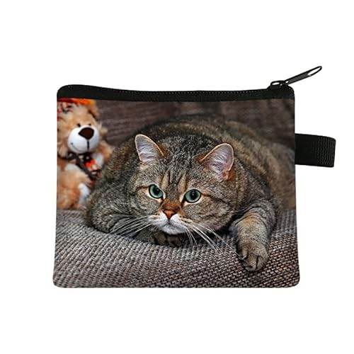 Kosmetiktasche Fettkatze Schminktasche Tragbare Reise Kosmetiktasche Klein Niedliche Vielseitige Make Up Bag Kosmetiktasche Damen Reißverschlusstasche Schminktasche Klein Mädchen von malxlaw