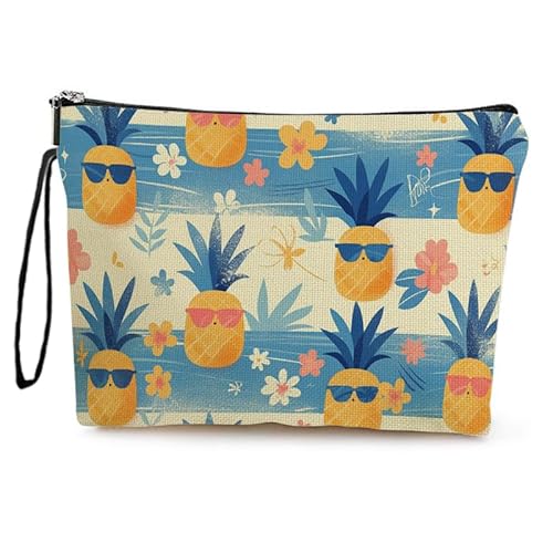 Kosmetiktasche Fruchtananas Schminktasche Tragbare Reise Kosmetiktasche Set,Klein Niedliche Vielseitige Geldbörse Klein, Kosmetiktasche Damen,Reißverschlusstasche Kosmetik Tasche von malxlaw