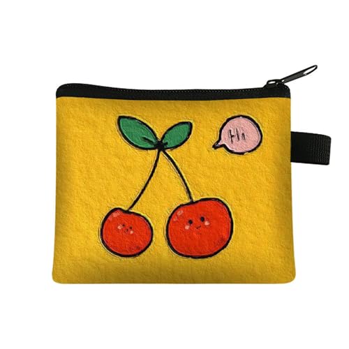 Kosmetiktasche Fruchtkirsche Schminktasche Tragbare Reise Kosmetiktasche Klein Niedliche Vielseitige Make Up Bag Kosmetiktasche Damen Reißverschlusstasche Schminktasche Klein Mädchen von malxlaw