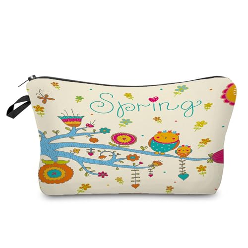 Kosmetiktasche Frühlingsblumen Schminktasche Tragbare Reise Kosmetiktasche Set,Klein Niedliche Vielseitige Geldbörse Klein, Kosmetiktasche Damen,Reißverschlusstasche Kosmetik Tasche von malxlaw