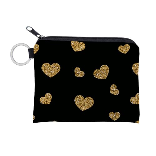 Kosmetiktasche Goldene Liebe Schminktasche Tragbare Reise Kosmetiktasche Klein Niedliche Vielseitige Make Up Bag Kosmetiktasche Damen Reißverschlusstasche Schminktasche Klein Mädchen von malxlaw