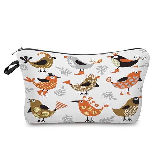 Kosmetiktasche Graue Vögel Schminktasche Tragbare Reise Kosmetiktasche Set,Klein Niedliche Vielseitige Geldbörse Klein, Kosmetiktasche Damen,Reißverschlusstasche Kosmetik Tasche von malxlaw