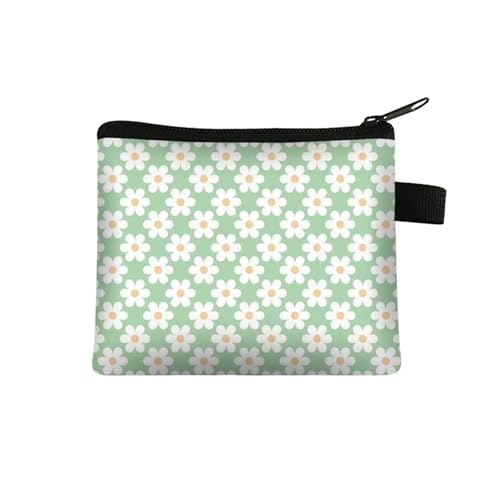 Kosmetiktasche Grüne Blumen Schminktasche Tragbare Reise Kosmetiktasche Klein Niedliche Vielseitige Make Up Bag Kosmetiktasche Damen Reißverschlusstasche Schminktasche Klein Mädchen von malxlaw