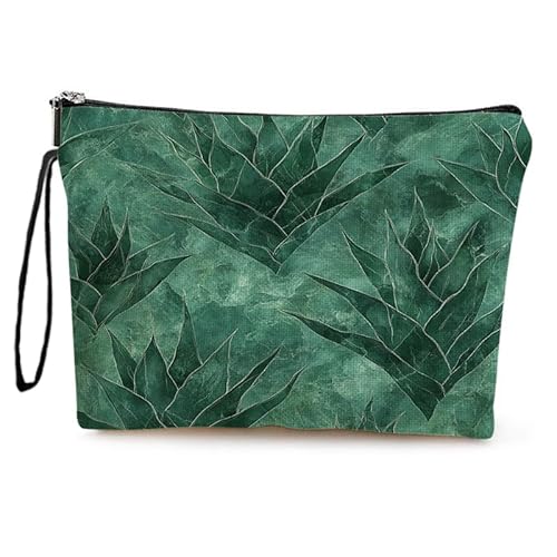 Kosmetiktasche Grüne Blumen Schminktasche Tragbare Reise Kosmetiktasche Set,Klein Niedliche Vielseitige Geldbörse Klein, Kosmetiktasche Damen,Reißverschlusstasche Kosmetik Tasche von malxlaw