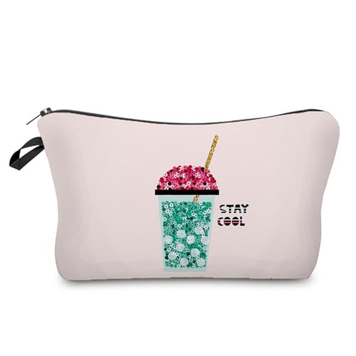 Kosmetiktasche Grüne Tassen Schminktasche Tragbare Reise Kosmetiktasche Set,Klein Niedliche Vielseitige Geldbörse Klein, Kosmetiktasche Damen,Reißverschlusstasche Kosmetik Tasche von malxlaw