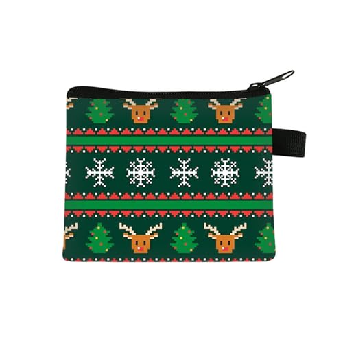 Kosmetiktasche Grüne Weihnachten Schminktasche Tragbare Reise Kosmetiktasche Klein Niedliche Vielseitige Make Up Bag Kosmetiktasche Damen Reißverschlusstasche Schminktasche Klein Mädchen von malxlaw