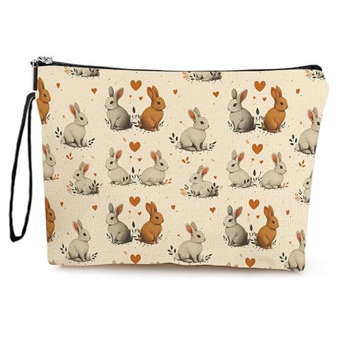 Kosmetiktasche Kaninchen Schminktasche Tragbare Reise Kosmetiktasche Set,Klein Niedliche Vielseitige Geldbörse Klein, Kosmetiktasche Damen,Reißverschlusstasche Kosmetik Tasche von malxlaw
