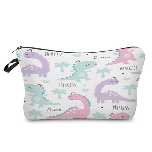 Kosmetiktasche Lila Dinosaurier Schminktasche Tragbare Reise Kosmetiktasche Set,Klein Niedliche Vielseitige Geldbörse Klein, Kosmetiktasche Damen,Reißverschlusstasche Kosmetik Tasche von malxlaw