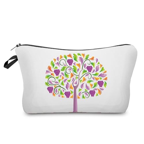 Kosmetiktasche Lila Trauben Schminktasche Tragbare Reise Kosmetiktasche Set,Klein Niedliche Vielseitige Geldbörse Klein, Kosmetiktasche Damen,Reißverschlusstasche Kosmetik Tasche von malxlaw