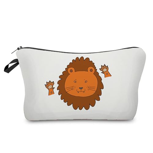 Kosmetiktasche Löwe Schminktasche Tragbare Reise Kosmetiktasche Set,Klein Niedliche Vielseitige Geldbörse Klein, Kosmetiktasche Damen,Reißverschlusstasche Kosmetik Tasche von malxlaw