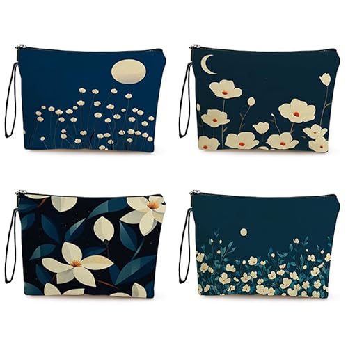 Kosmetiktasche Niedliche Blumen Schminktasche Tragbare Reise Kosmetiktasche Set,Klein Niedliche Vielseitige Geldbörse Klein, Kosmetiktasche Damen,Reißverschlusstasche Kosmetik Tasche von malxlaw