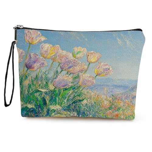 Kosmetiktasche Ölgemälde Von Blumen Schminktasche Tragbare Reise Kosmetiktasche Set,Klein Niedliche Vielseitige Geldbörse Klein, Kosmetiktasche Damen,Reißverschlusstasche Kosmetik Tasche von malxlaw