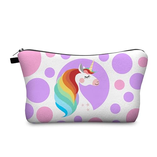 Kosmetiktasche Regenbogen Einhorn Schminktasche Tragbare Reise Kosmetiktasche Set,Klein Niedliche Vielseitige Geldbörse Klein, Kosmetiktasche Damen,Reißverschlusstasche Kosmetik Tasche von malxlaw