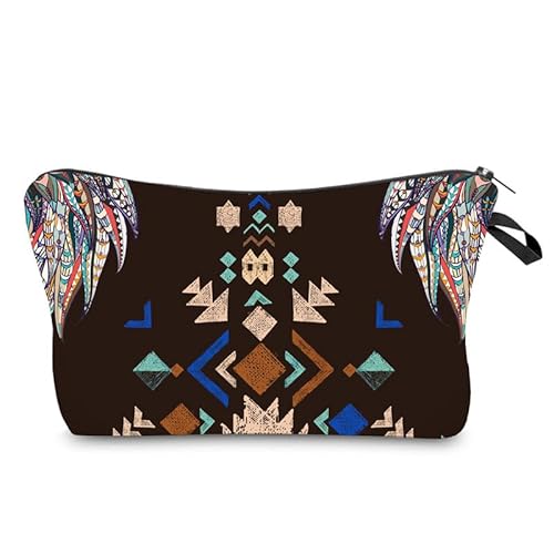 Kosmetiktasche Retro Geometrie Schminktasche Tragbare Reise Kosmetiktasche Klein Niedliche Vielseitige Make Up Bag Kosmetiktasche Damen Reißverschlusstasche Schminktasche Klein Mädchen von malxlaw